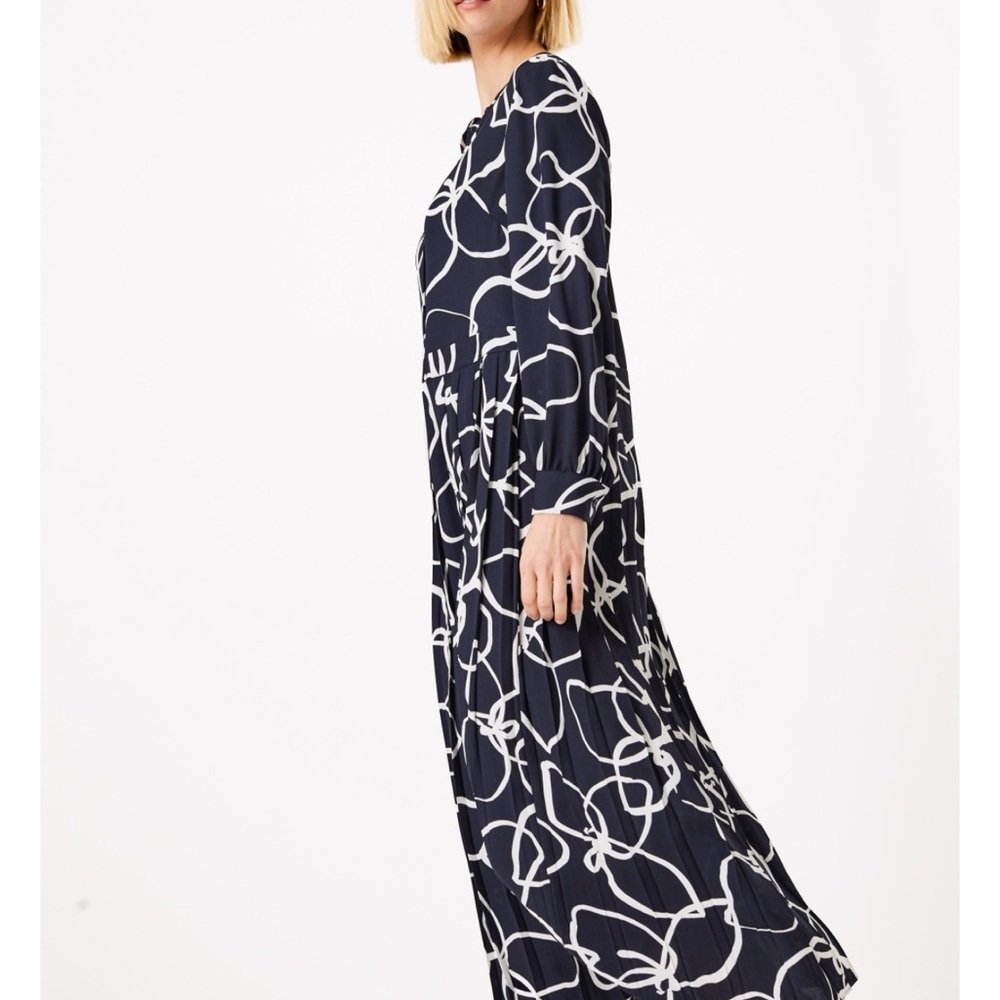 Marks & Spencer Navy and White Long Sleeve Dress